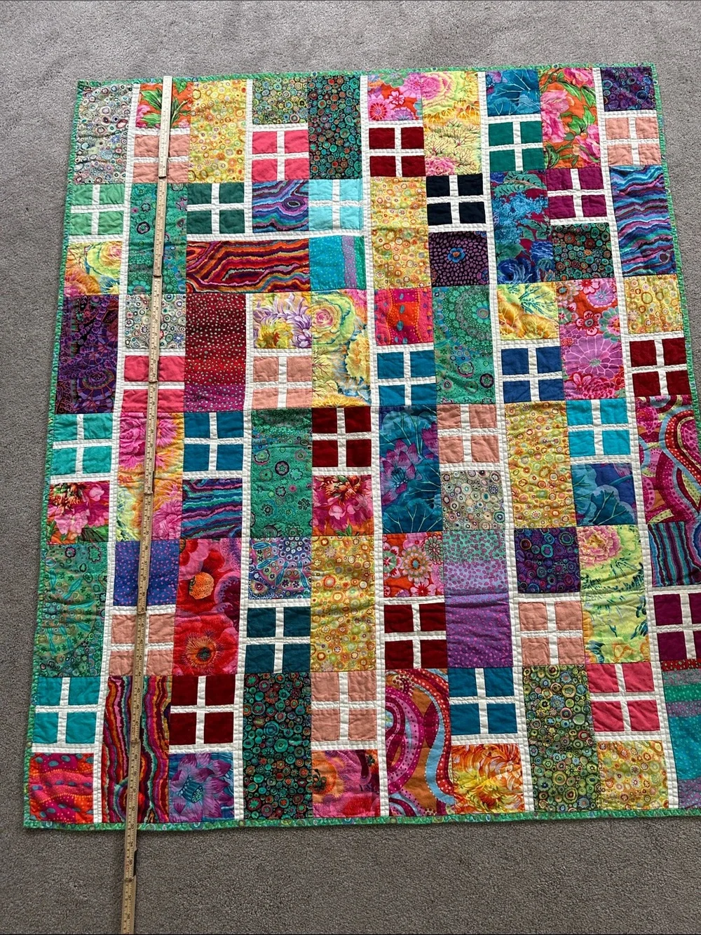 Handmade Colorful Patchwork Quilt - Multicolor Window